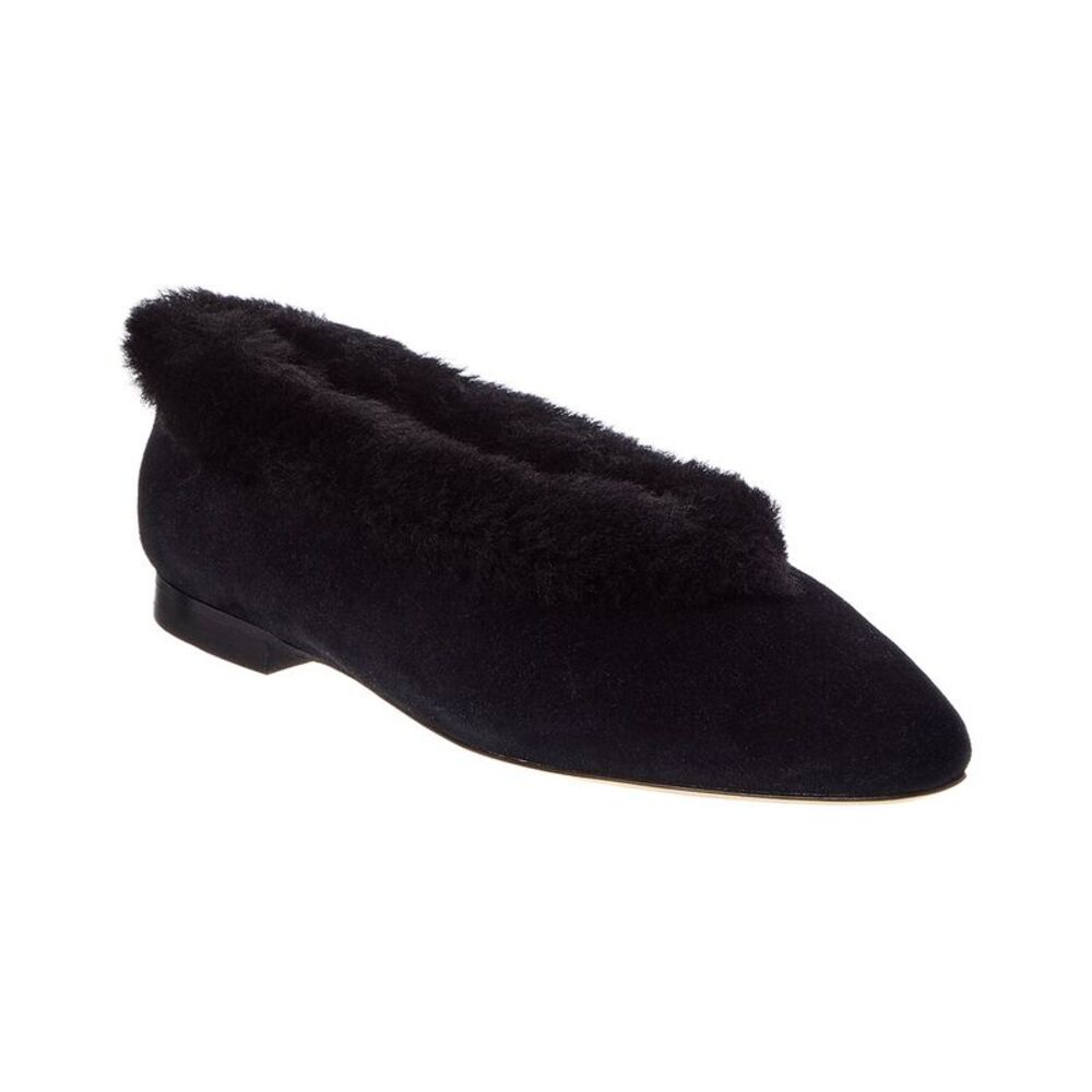 Jimmy Choo Margot Suede & Shearling Flat, Black